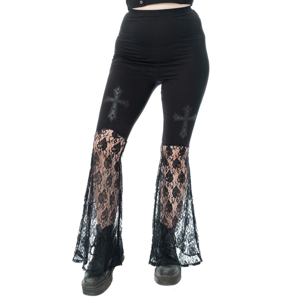 Poizen Industries - Widows Veil Flared Wide leg trousers - Black
